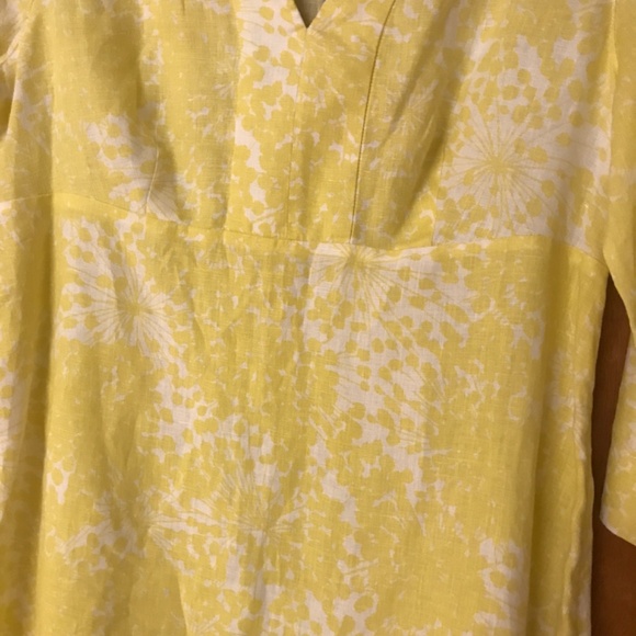 Boden Yellow and White 100% Linen Dress - Picture 2 of 5